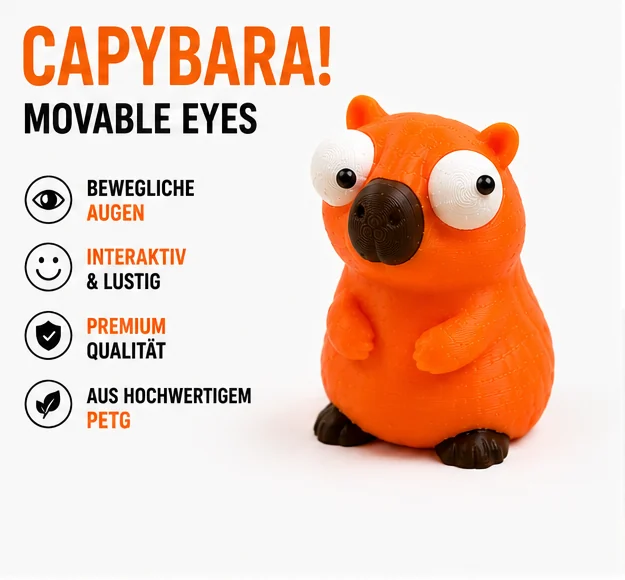 Capybara Dekofigur mit beweglichen Augen aus PETG