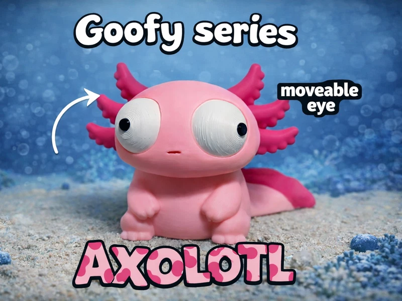 Axolotl Wasserwesen-Dekofigur mit Glubschaugen aus PETG
