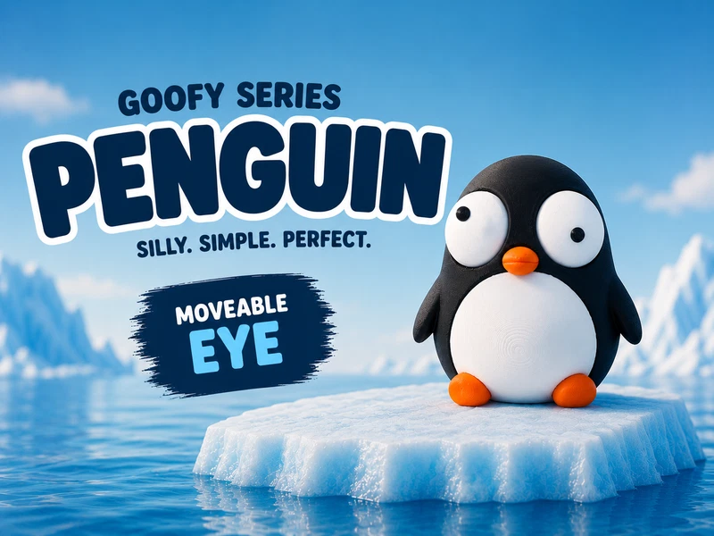 Pinguin mit Glubschaugen aus PETG