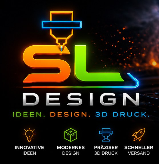 SL Design Logo: Ideen, Design, 3D-Druck - innovative Ideen, modernes Design, präziser 3D-Druck, schneller Versand